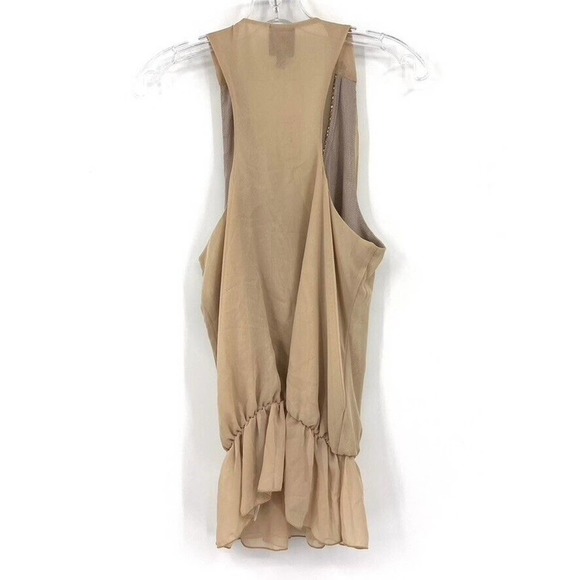 2B Bebe Womens L Sleeveless Sequin Chiffon Top Gold Blouse - Picture 9 of 9